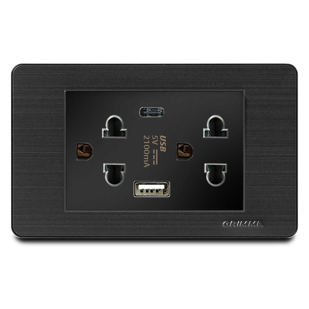 Bộ ổ cắm USB Grimma, mặt thép không gỉ G7 series G7SBUSB