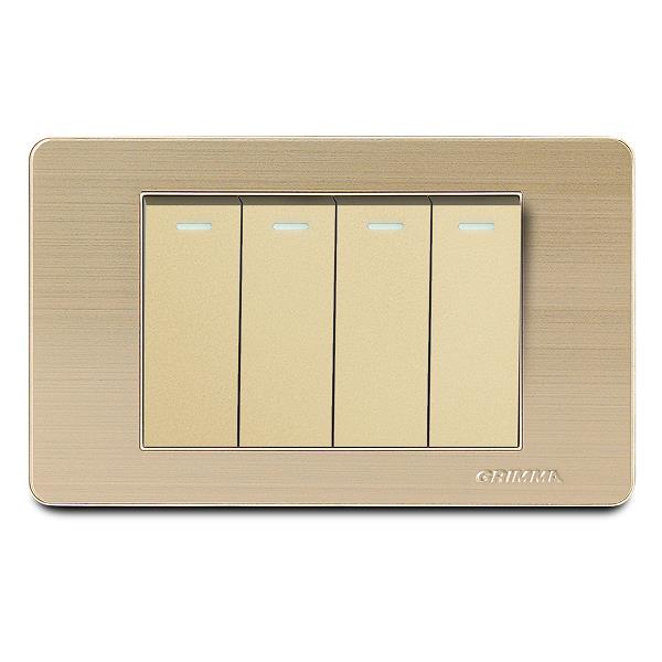 Bộ công tắc bốn 2 chiều Grimma, mặt thép không gỉ G7 series G7SGK42