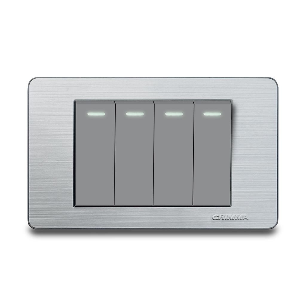 Bộ công tắc bốn 2 chiều Grimma, mặt thép không gỉ G7 series G7SK42