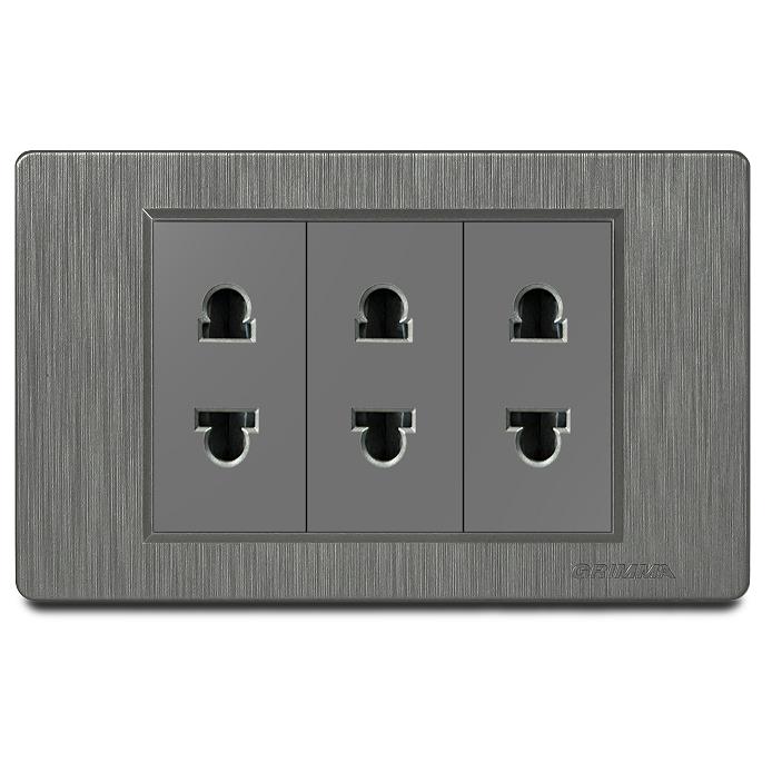 Bộ ổ cắm ba 2 chấu Grimma, mặt nhựa vân xước G8 series G83SK2