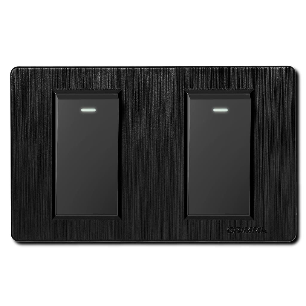 Bộ công tắc đôi 2 chiều Grimma, mặt nhựa vân xước G8 series G8BK22