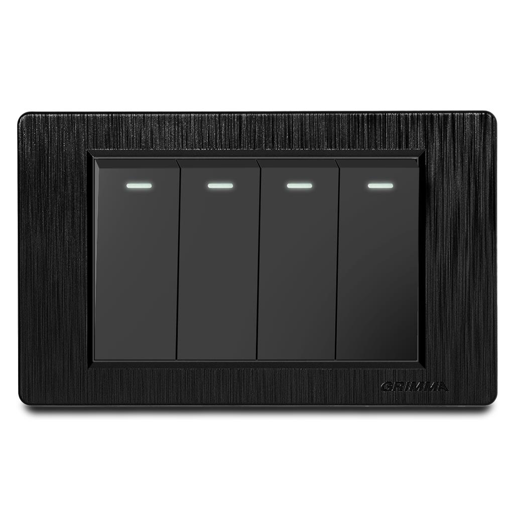 Bộ công tắc bốn 1 chiều Grimma, mặt nhựa vân xước G8 series G8BK41