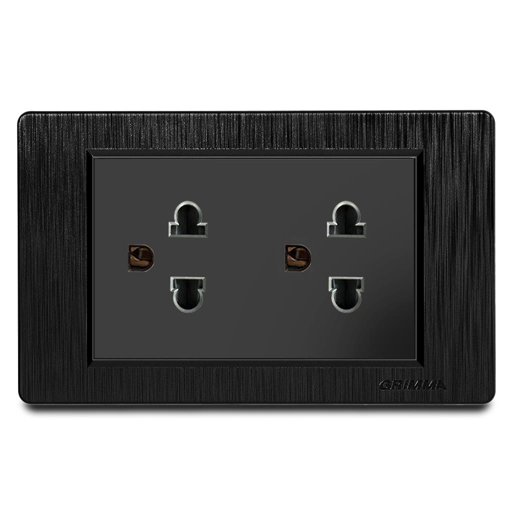 Bộ ổ cắm đôi 3 chấu Grimma, mặt nhựa vân xước G8 series G8BSK333