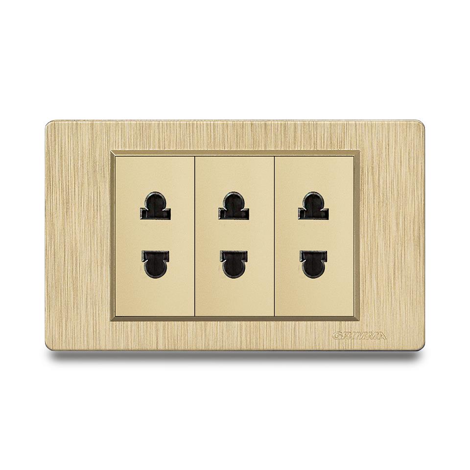 Bộ ổ cắm ba 2 chấu Grimma, mặt nhựa vân xước G8 series G8G3SK2
