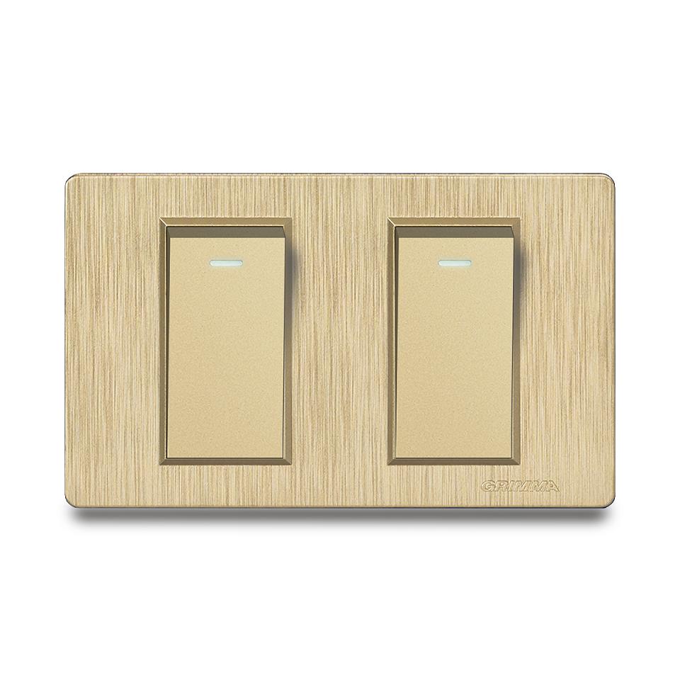 Bộ công tắc đôi 1 chiều Grimma, mặt nhựa vân xước G8 series G8GK21