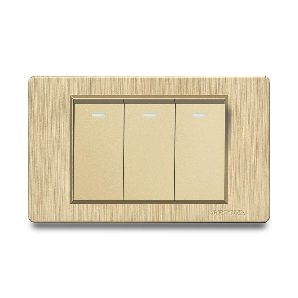 Bộ công tắc ba 1 chiều Grimma, mặt nhựa vân xước G8 series G8GK31