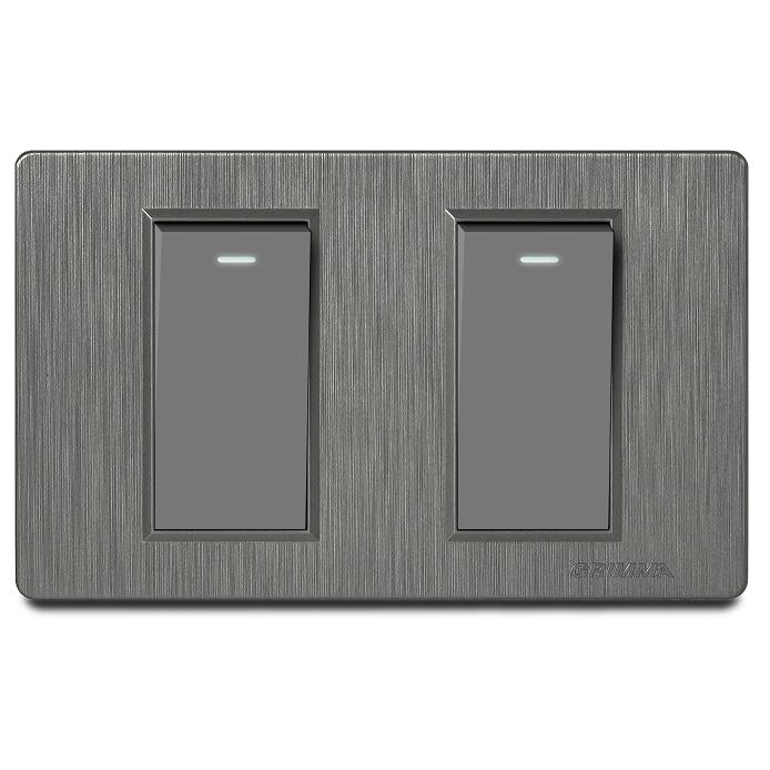 Bộ công tắc đôi 2 chiều Grimma, mặt nhựa vân xước G8 series G8K22