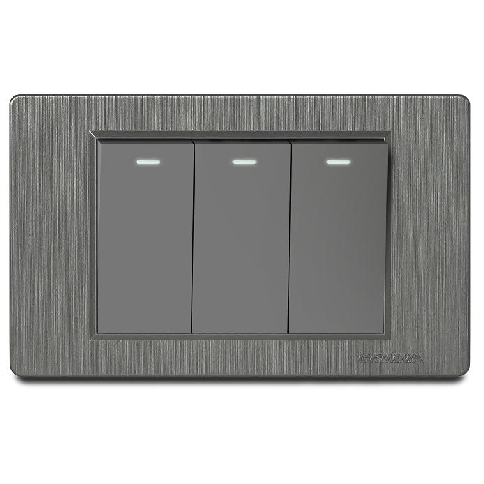 Bộ công tắc ba 1 chiều Grimma, mặt nhựa vân xước G8 series G8K31