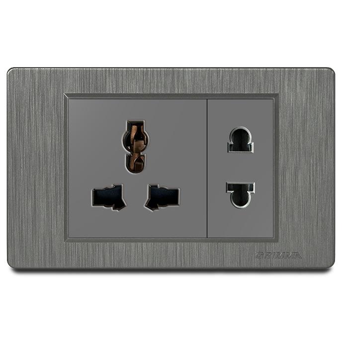 Bộ ổ cắm 2 chấu + 3 chấu Grimma, mặt nhựa vân xước G8 series G8SK2SK3