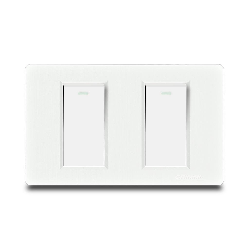 Bộ công tắc đôi 2 chiều Grimma, mặt nhựa vân xước G8 series G8WK22