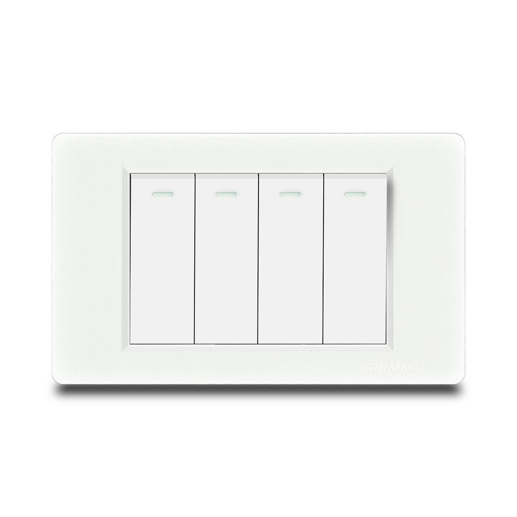 Bộ công tắc bốn 1 chiều Grimma, mặt nhựa vân xước G8 series G8WK41