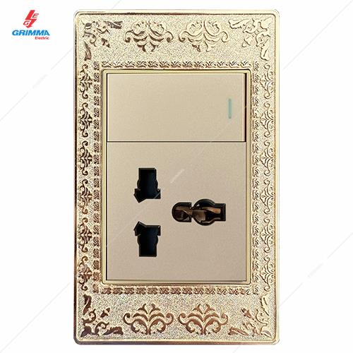 Bộ công tắc đơn 2 chiều + ổ cắm 3 chấu GRIMMA G9ZAGK12SK3