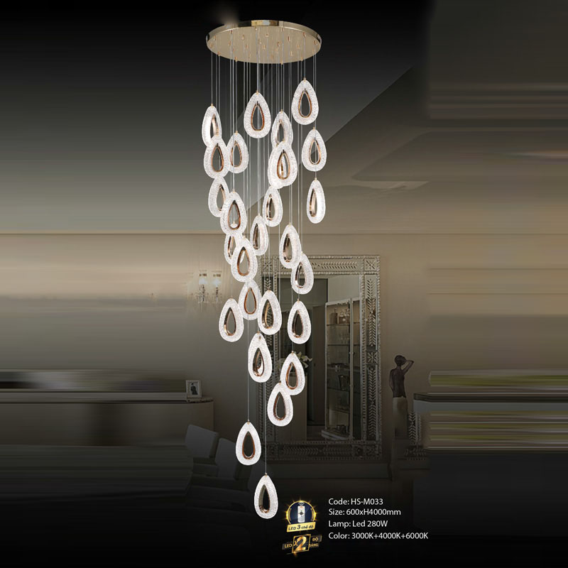 Đèn treo trang trí Slister 600*H4000mm - Led 280W Color: 3000K+4000K+6000K