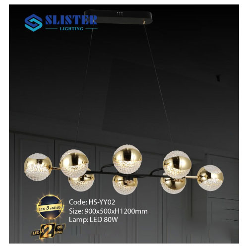 Đèn treo trang trí Slister 900*500*H1200mm Led 80W