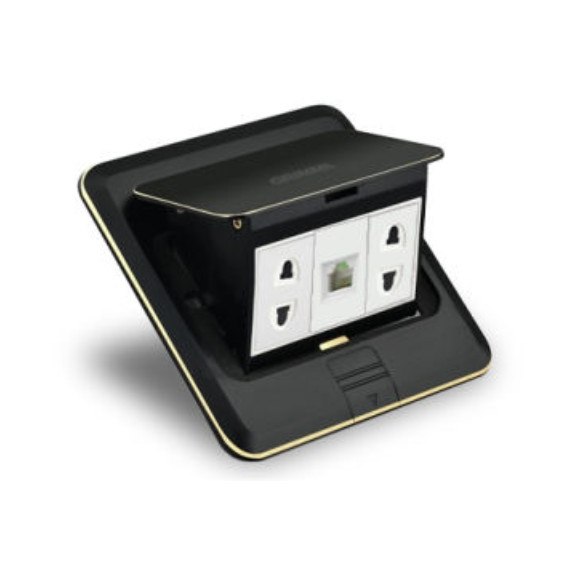 Ổ cắm âm sàn đôi 2 chấu và mạng Grimma GF2S2PC22