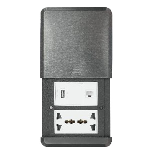 Ổ cắm âm sàn inox nắp trượt Đa Năng + USB + ổ cắm máy tính duhal