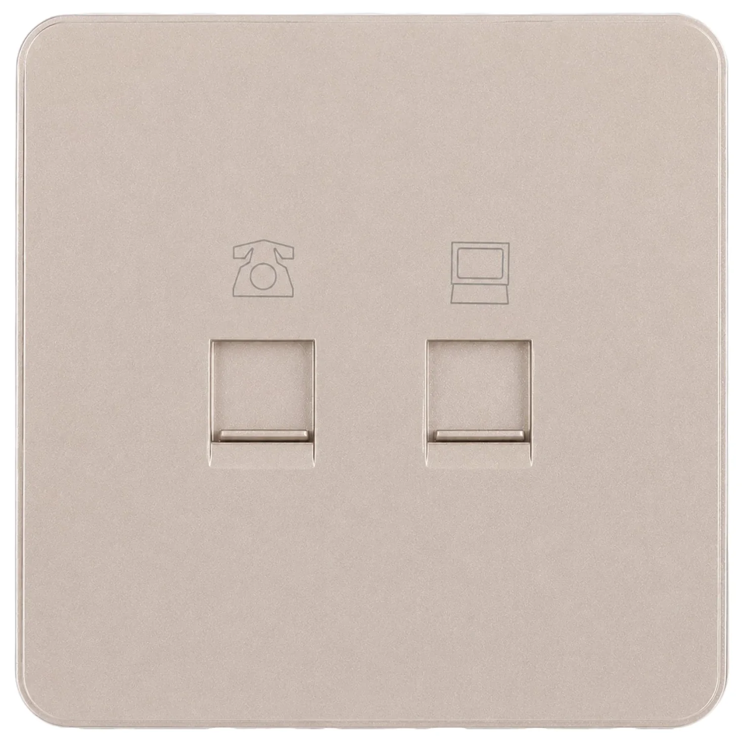 Ổ cắm điện thoại RJ11 + mạng RJ45 Cat 5e màu GOLD
