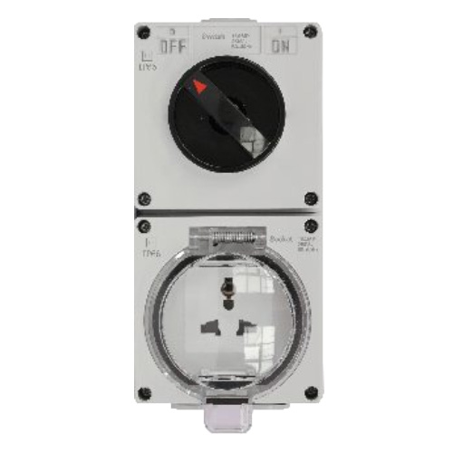 Ổ cắm đa năng và công tắc xoay chống thấm IP66 US Duhal màu trắng