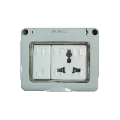 Bộ ổ cắm Duhal đa năng + công tắc 1 chiều chống thấm IP55 10A/250V