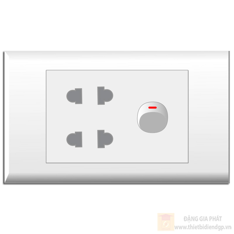 Bộ 1 Công tắc 1 chiều + 2 Ổ cắm 2 chấu (E182UX; E1812M) LIOA