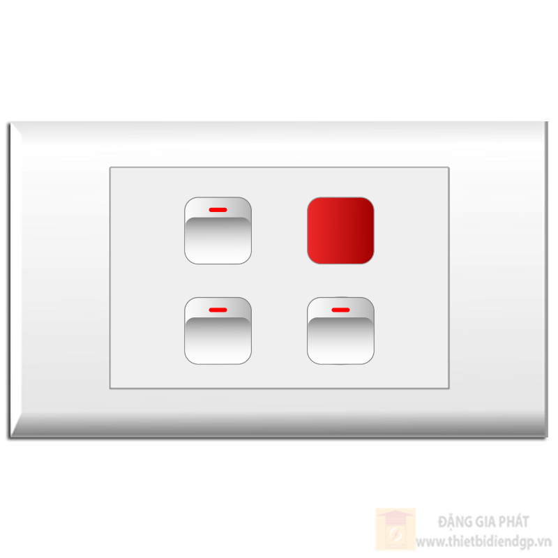 Bộ 3 Công tắc 1 chiều 1 Đèn báo nguồn (E18S4X, E18S12M x3, E18SNR) LIOA