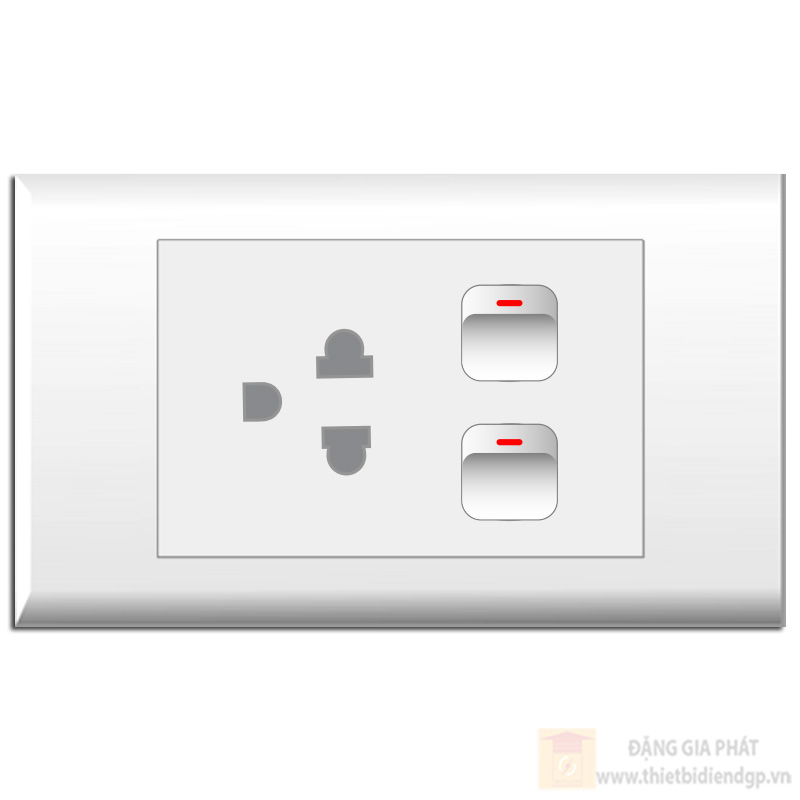 Bộ 2 Công tắc 1 chiều + 1 Ổ cắm 3 chấu (E18SU32X; E18S12M x2) LIOA