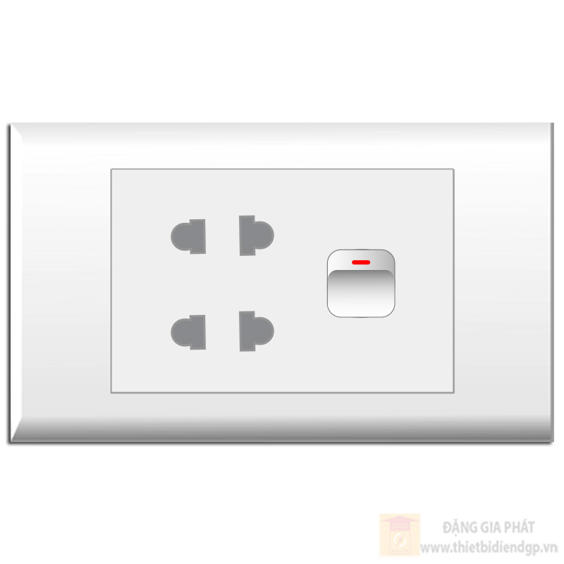 Bộ 1 Công tắc 1 chiều + 2 Ổ cắm 2 chấu (E18S2UX, E18S12M) LIOA