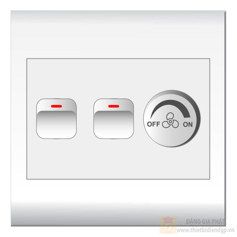 Bộ 2 Công tắc 1 chiều + 1 Chiết áp Quạt (V20S3X, E18S12M x2, SE400VX) LIOA