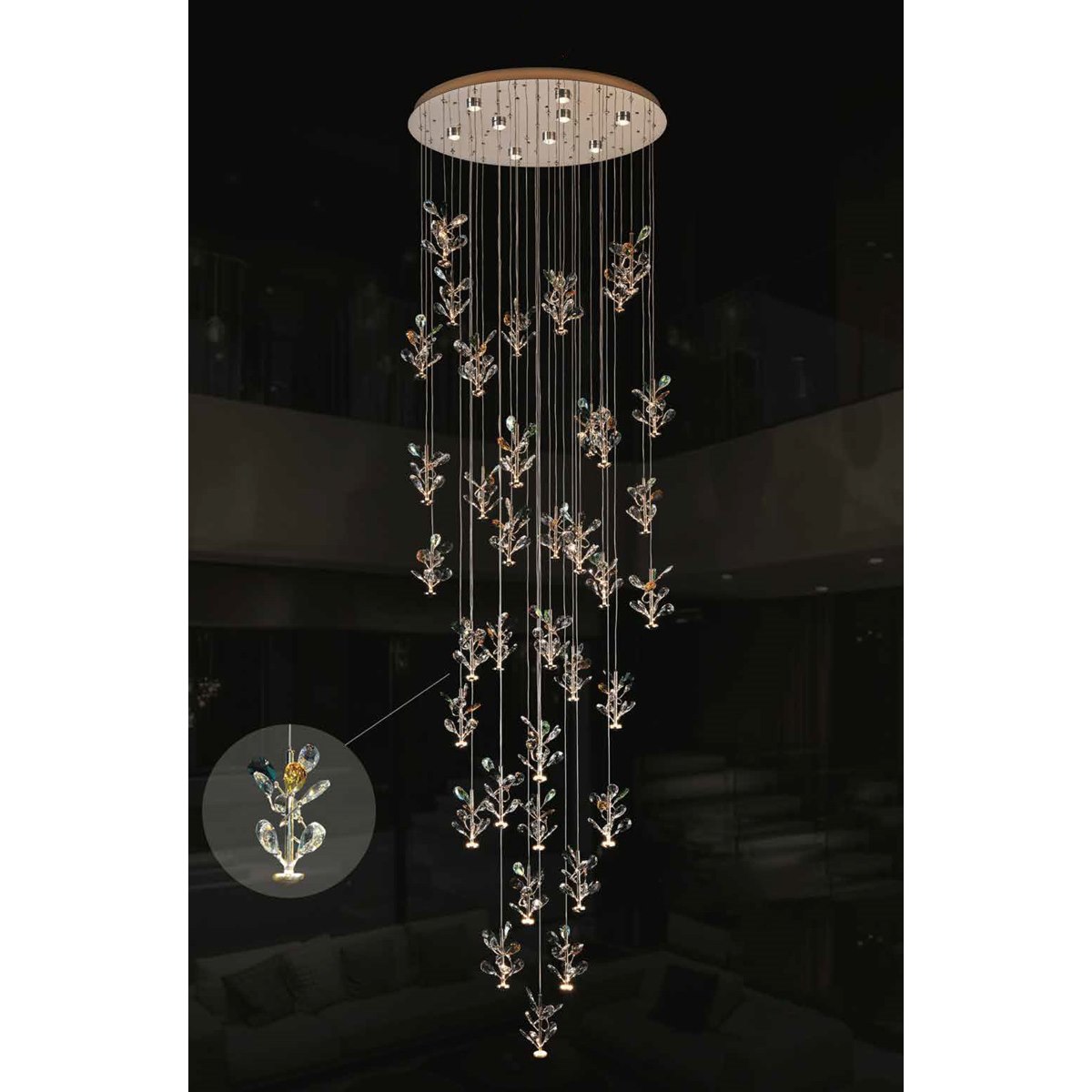 Đèn thả pha lê 355 DECOR TPL039T37 Ø800*H4000