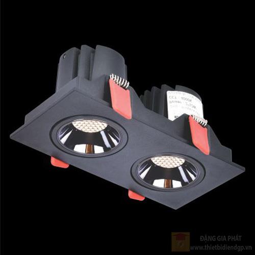 Đèn âm trần vuông L210 x W106 x H77 COB 18W x 2 vỏ đen