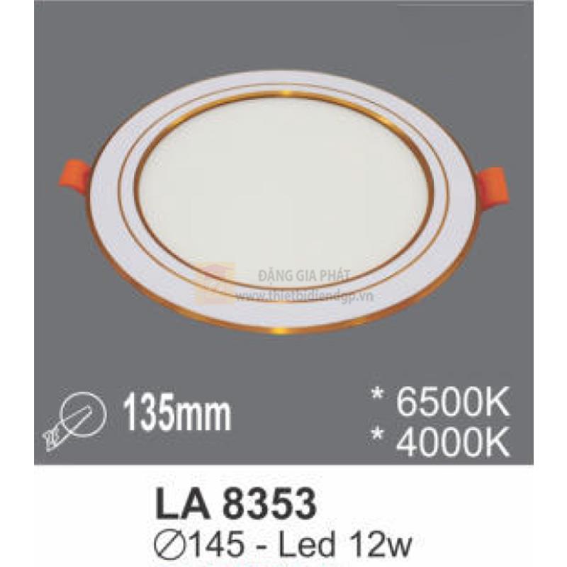 Đèn âm trần Led 12W viền vàng - Ø145 - khoét lỗ Ø135 -ánh sáng 6500K & 4000K