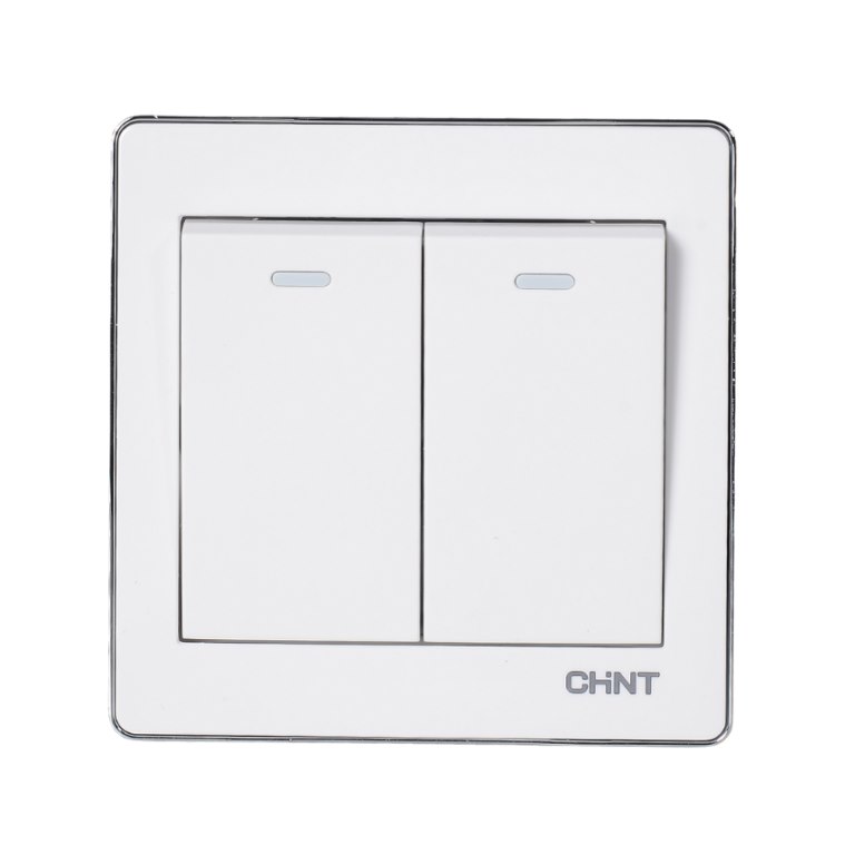 Bộ công tắc đôi 1 chiều CHINT NEW6-D00300 White 16AX 250V