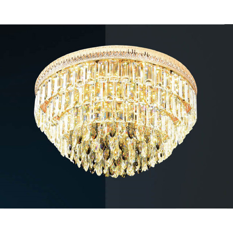Đèn mâm pha lê Andora Ø550 x H320 - LED 3 CĐ + Remote - Pha Lê (Khói + Trong)