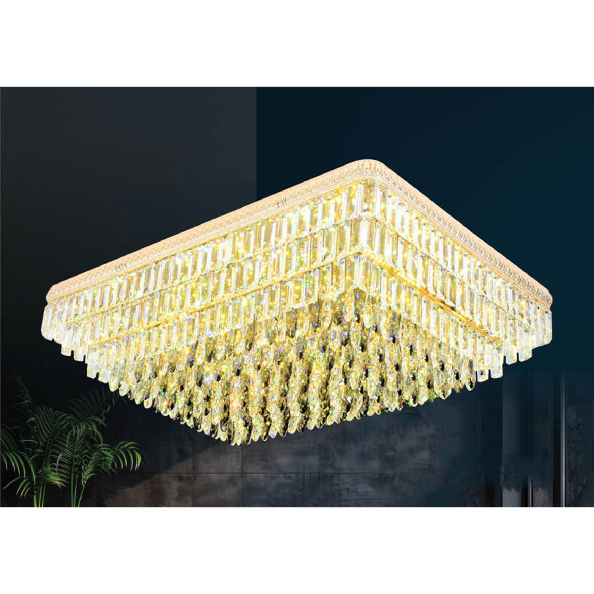 Đèn mâm pha lê Andora L1050 x W750 x H520 - LED 3CĐ + Remote - Pha Lê (Khói + Trong )