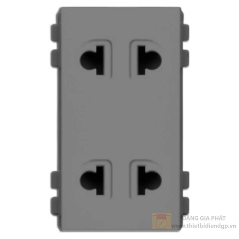 Ổ đôi hai chấu sơn màu ghi xám M3622-G