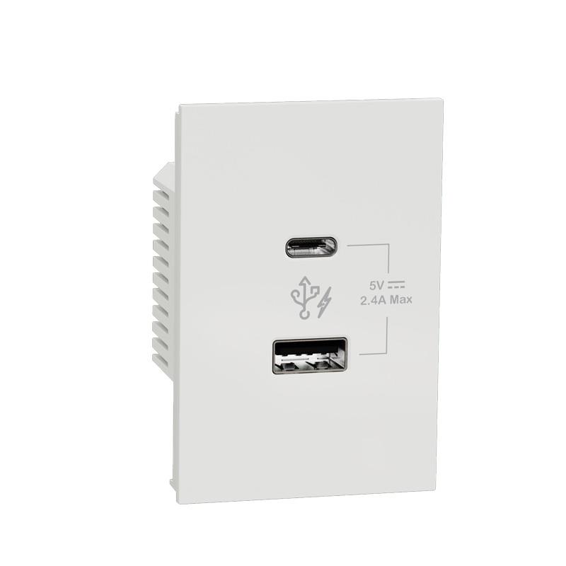 Ổ sạc USB type A+C, 2.4A, size 2S