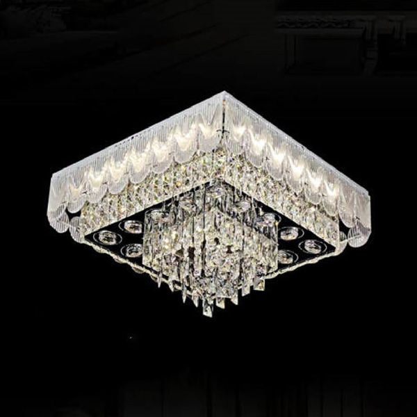 Đèn mâm pha lê Andora vuông Ø600 x H300 - LED 3 CĐ + Remote