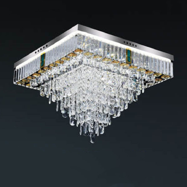 Đèn mâm pha lê Andora vuông Ø600 x H400 - LED 3 CĐ + Remote