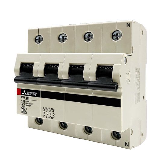 MCB Mitsubishi loại tiêu chuẩn BH-D6 4P 6kA C N