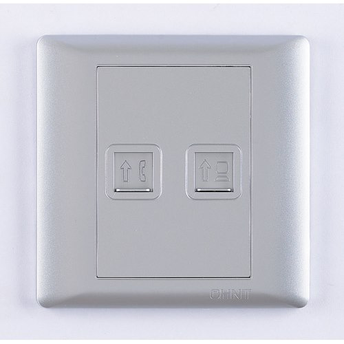 Bộ ổ cắm điện thoại 4 lõi, ổ cắm mạng Cat 6 8 lõi CHINT NEW7-G20918A Silver