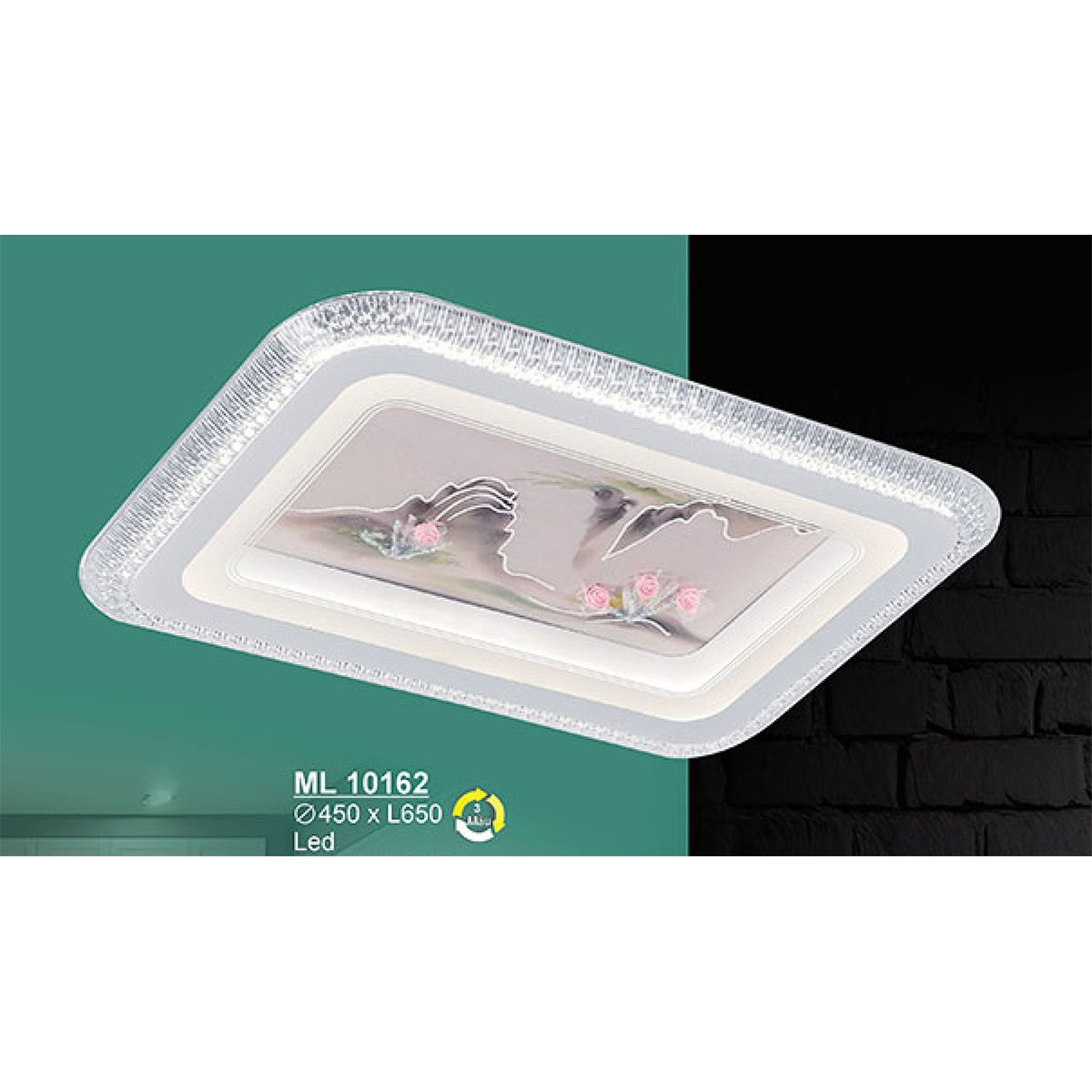 Đèn mâm chữ nhật ốp trần Sano ML 10162 Ø450*L650