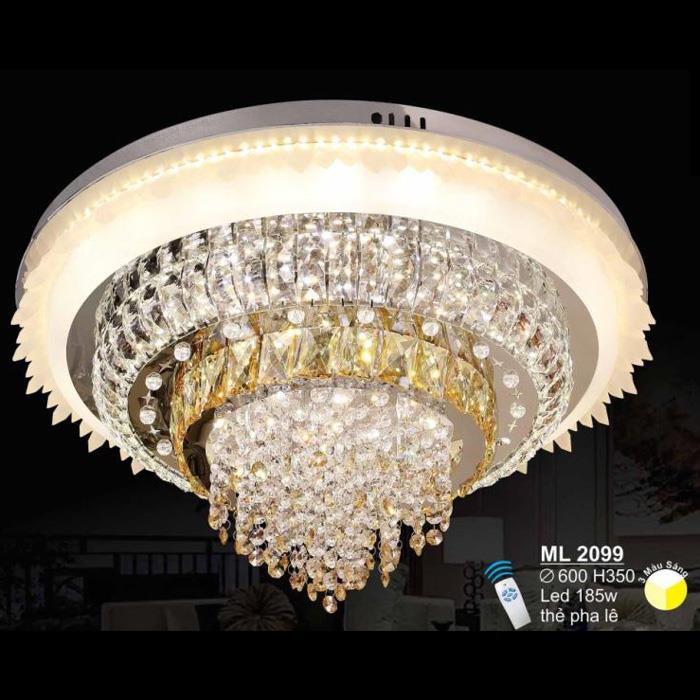 Đèn mâm pha lê Sano Led-185W - thẻ pha lê Ø600*H350