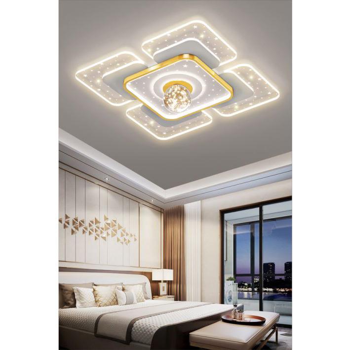 Đèn mâm led trang trí 48W*2 vỏ vàng
