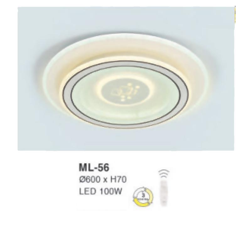 Đèn mâm led 100W tròn Ø600*H70 - 3 chế độ màu