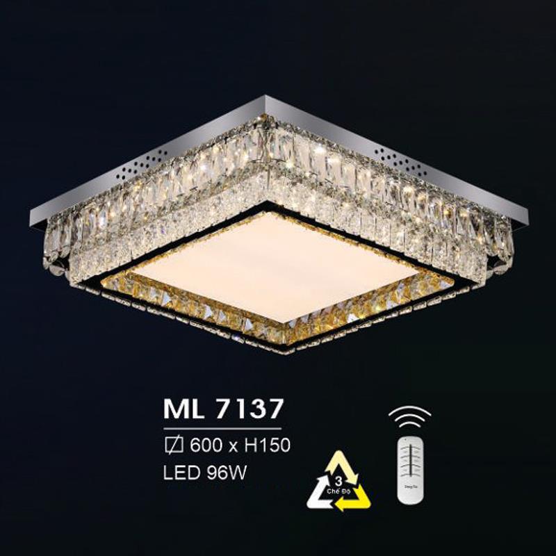 Đèn mâm vuông led trang trí Hufa Ø600*H150 - LED 96W, ánh sáng 3 chế độ