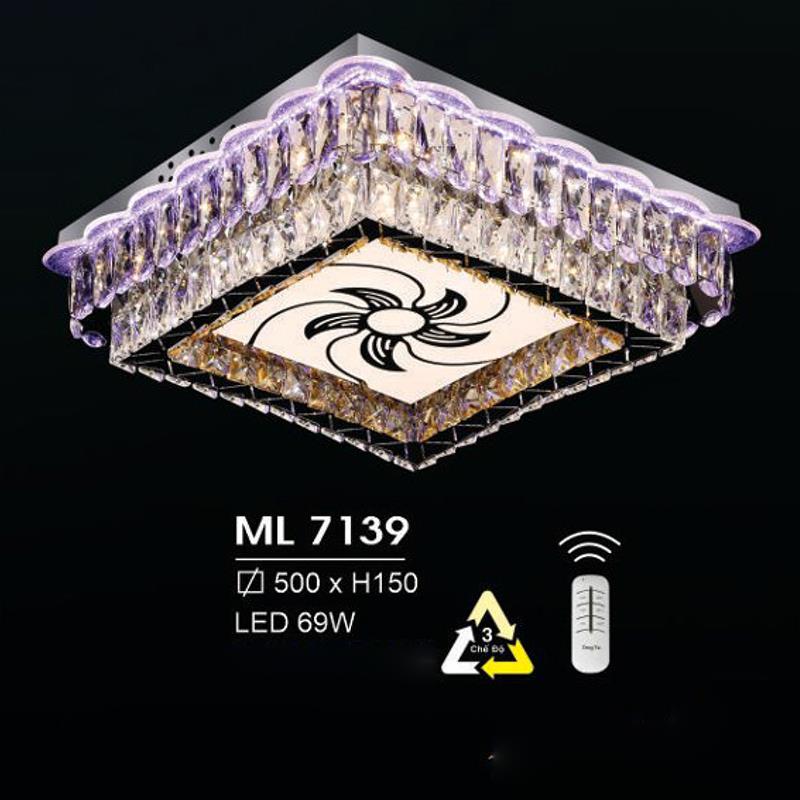 Đèn mâm vuông led trang trí Hufa Ø500*H150 - LED 69W, ánh sáng 3 chế độ