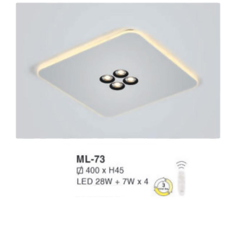 Đèn mâm led 28W + 7W*4 vuông Ø400*H45 - 3 chế độ màu