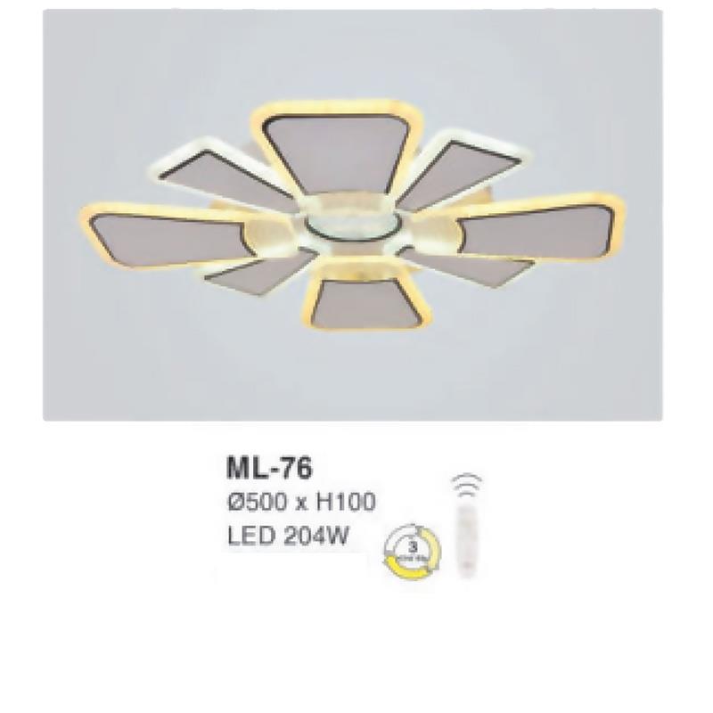 Đèn mâm led 204W Ø500*H100 - 3 chế độ màu