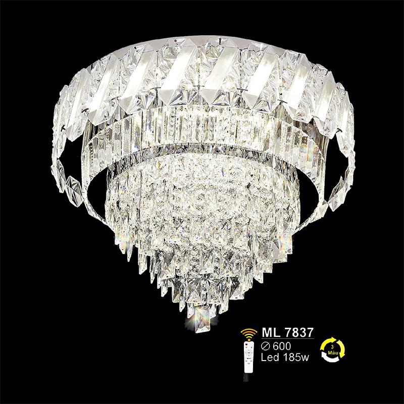 Đèn mâm pha lê Ø600 - LED 185W - 3 màu ánh sáng