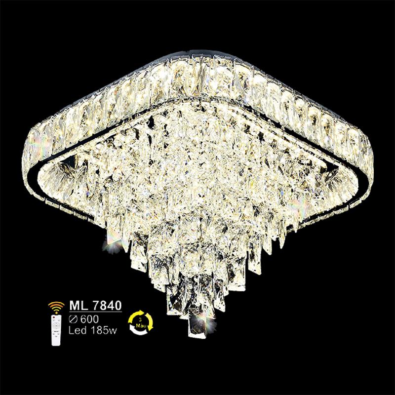 Đèn mâm pha lê Ø600 - LED 185W - 3 màu ánh sáng